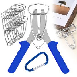 Miter Spring Clamps Kit with Carabiner, Spring Loaded Pliers with 13 Miter Clamps for Woodworking, Wood Trim, Picture Frames, Crown Molding