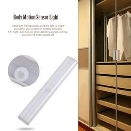 LESHP Motion Sensor Light Rotating 10 LED Night Light with Magnetic Base for Camping, Hallway, Stairway, Closet, Wardrobe Stair (White)