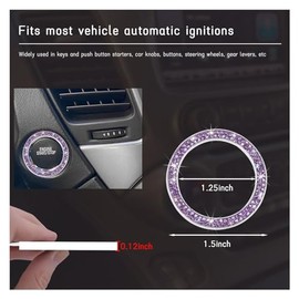 Dickno Dickno Bling Crystal Double Rhinestone Car Engine Start Stop Decoration Ring, Push Start Button Bling Ignition Ring Sticker, Sparkling Car Interior Accessories for Women (Purple, 1 PC)