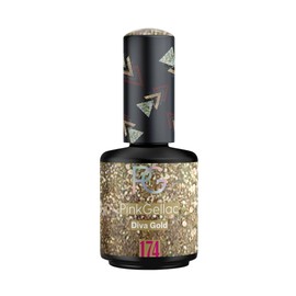 Pink Gellac Shellac Gel Nail Polish 15 ml for UV LED Lamp 174 Diva Gold with Glitter Gel Nail Polish for UV Nail Lamp Pink LED Nail Polish Gel Polish Nail Gel
