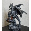 Gargantuan Stone Dragon Guarding Medieval Castle On Mountain Steppes Figurine