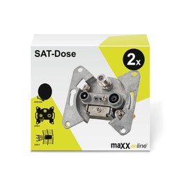 maxx.onLine 2 x 3-hole satellite socket 0.5-2400 MHz, unicable compatible, end socket, antenna socket, surface-mounted & flush-mounted, DC pass, class A, DVB-C, DVB-S/S2, DVB-T/T2