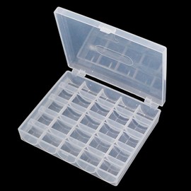 YEQIN Bobbin Box, Bobbin Organizer Plastic Case, Transparent 25 Slots Empty Bobbins Spools Box, Sewing Craft Plastic Case Storage Box for Sewing Machine (1Pcs Box)