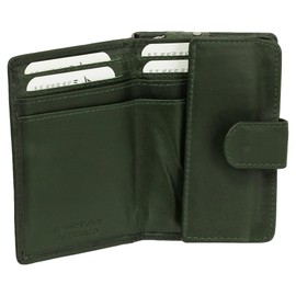 Small Luxury Leather Women's Purse with Zip 8 cm Various Colours, Green, Modern