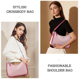 HKCLUF Crossbody Bags Purses for Women Trendy,Vegan Leather Medium Crossbody Purse,Shoulder Bag with 2PCS Adjustable Strap, Hka10-pink