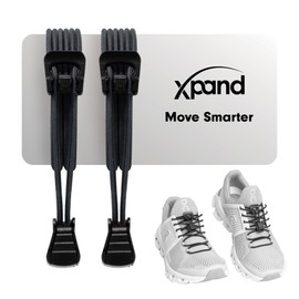 Xpand Elastic No Tie Round Shoelaces - Quick Release Tension Control - One Size Fits All Adult and Kids Shoes (Black Solid)