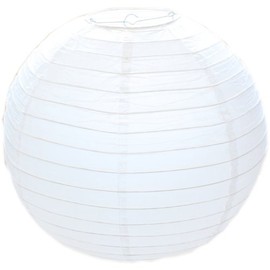 West5Products Classic Japanese Style White Round Paper Ribbed Lampshade 30cm / 12"