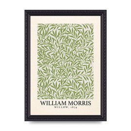 Lithobee - William Morris Willow 1874 - Printed Wall Art Design in Sizes A2, A3 & A4 Framed in a Stylish Quality Coloured Frame or Unframed (A4 Black Ornate Frame)