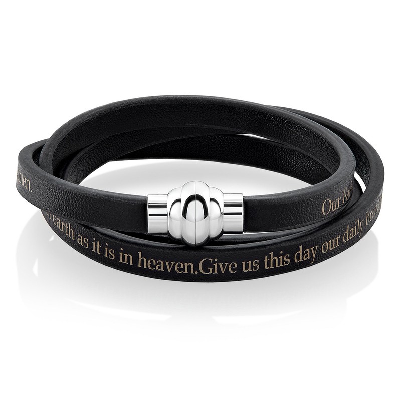 West Coast Jewelry Lord's Prayer Leather Wrap Bracelet - 7.5