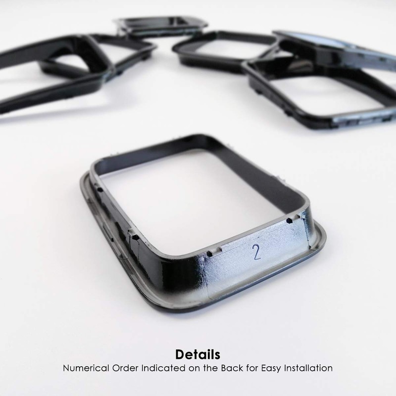 7PC of Gloss Black Front Grill Rings Inserts Compatible with