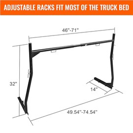 Bastidores de escalera para camión, bastidor de escalera de acero extensible para camión se adapta a la mayoría de cajas de camión que van desde 46" a 71" de ancho, capacidad de 800 libras para kayak