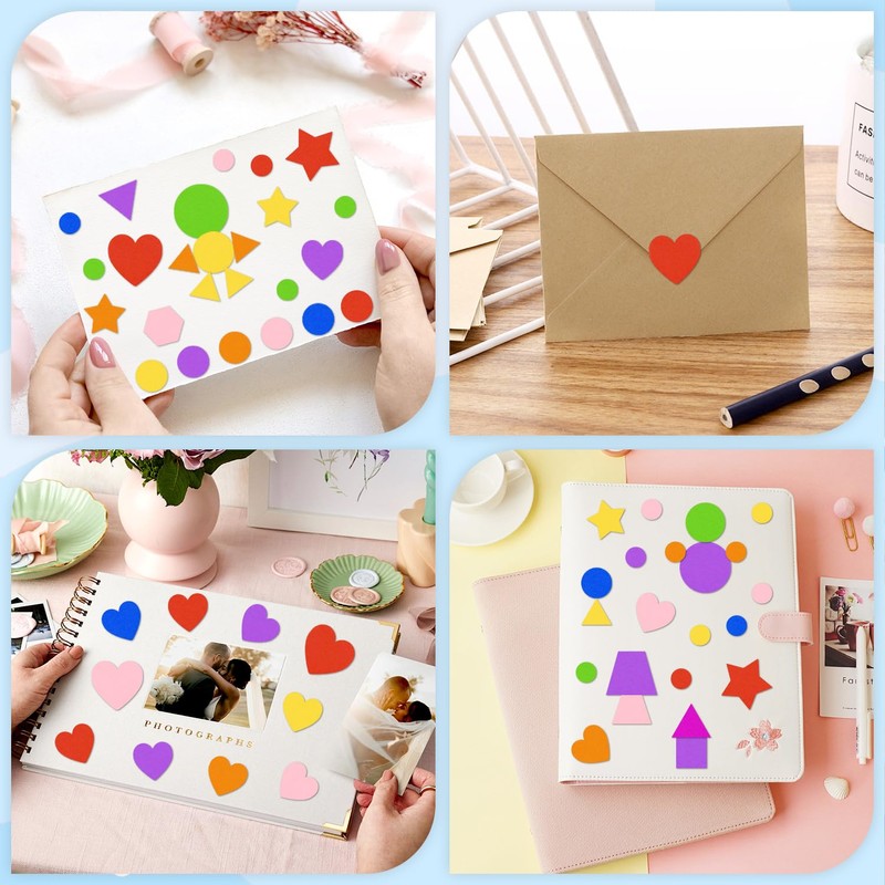 1218 Pcs Foam Stickers 7 Colors Self Adhesive Foam Shapes