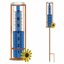 Rain Gauge Outdoor, Freeze Proof Rain Gauges Outdoors Best Rated,7" Capacity Detachable Rain Guage with Stake for Yard,Lawn & Garden,Large Clear Number and Scale Rain Measure Gauge Water Meter