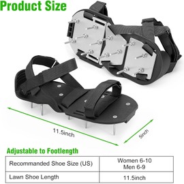 Lawn Aerator Shoes for Grass - Pre-Assembled Grass Aerator Shoes for Lawn - Soil Yard Aerator Tool for Aerating Patio Garden, Black