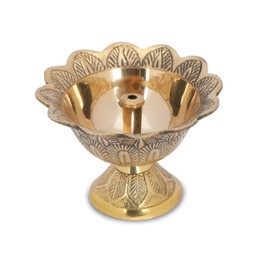 Brass Lotus Akand Diya – Traditional Indian Golden Oil Lamp for Diwali Pooja & Home Temple Decoration, Handmade Engraved Virgin Brass Metal for Thanksgiving & Festivals – (Pack of 1)