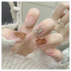 Domiya Nail Tip, Ballet, Short Nail Tip, Very Short, Popular, Nail Stickers, Cute, 3D Nails, 24 Pieces, Round Tip, Fashion, Wedding Nail Tip, Bride Nail (LK15288)