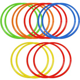 12 Pcs Obstacle Course Ring Set Exercise Hoop for Kids Large Hoop Plastic Toys Playground Toys for Gymnastics Practice Party Games Educational Activities Holiday Decoration, 5 Colors (15.8 Inch)