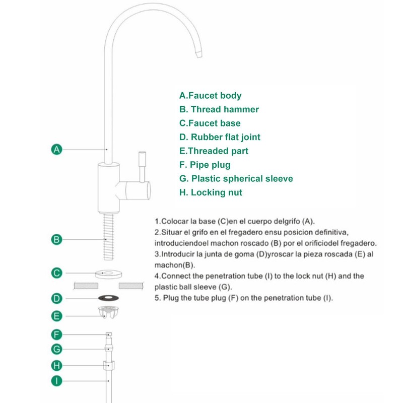 DEWIN Tap, 1/4 Inch Stainless Steel Kitchen Taps, Kitchen Taps,