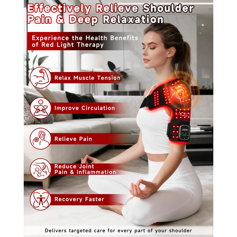 Cordless Red Light Therapy for Shoulder Pain with Massage &