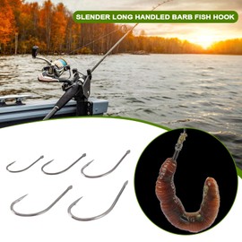 YINETTECH Pack of 50 Fine Fishing Hooks, Special Hooks, Thin Fishing Rod, Long Handle with Barbed Hooks for Mosquito Larvae, Crucian Squat Fish, Pinkie Fish, Maggots Castor Fish, Black