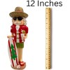 Wooden Surfboard Santa Nutcracker, Tropical Beachy Themed Christmas, Set of