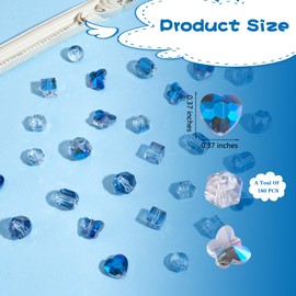 BEEFLYING 180Pcs Glass Beads AB Color Crystal Beads for Jewelry Making, Assorted Loose Beads with Container Box for Necklaces Bracelets Earrings, Bulk Beads for DIY Crafts, Blue