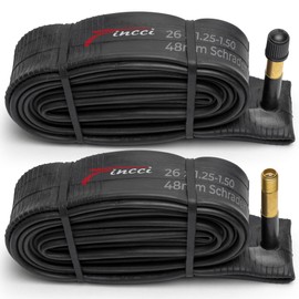 Fincci Pair of 26 x 1.25 1.50 Inch 48 mm Car Valve Tubes Bicycle Inner Tube for Mountain Bike MTB Road Bike Hybrid Bicycle (Pack of 2)