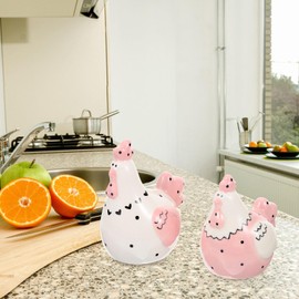 Garneck 2pcs Ceramic Chicken Salt and Pepper Shaker Set, Easter Chicken Canister Set Hen Shape Seasoning Bottle Salt Container Dining Table Decor for Easter Party