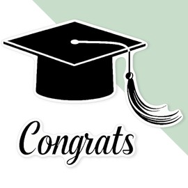 Extra Large 460mm 'Congrats with Graduation Cap' Permanent Sticker Decal for Cars/Windows/Bins/Walls (DW00133147)