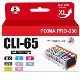 Eficazink CLI-65 CLI65 Ink Cartridge Compatible for Compatible for PIXMA PRO-200 Printer (8 Pack)