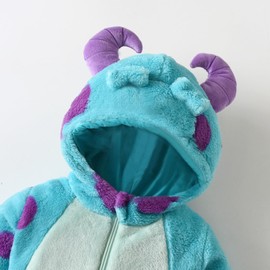 Unsex - Disfraz de Halloween para niños pequeños, lindo monstruo de dibujos animados con capucha (azul, 12-18 meses)