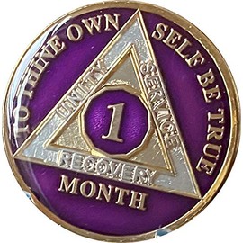 Ranger Industries 1 Month AA Medallion Metallic Purple Tri-Plate 30 Day Sobriety Chip