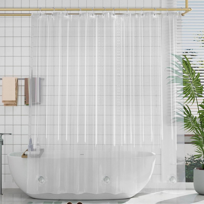 AmazerBath Plastic Shower Curtain Liner, 72 x 65 Inches EVA