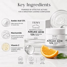 Azelaic Acid 12% Facial Cream with Niacinamide & Vitamin C, Daily