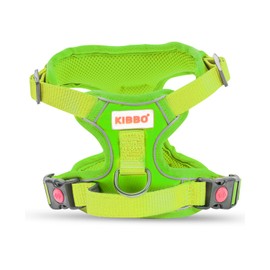 KIBBO Premium Reflective Vest Dog Harness | Soft Mesh and Oxford Nylon Fabric | Padded Control Handle with No Pull Front & Back Clip | Adjustable Straps & Dual Lock Buckle (Small, Neon Green)