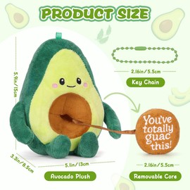 HOMQYTE Novelty Keychain Avocado Plush with Positive Message Cute Avocado Stuffed Animal Plushies for Women Birthday Christmas Good Luck Gifts (Green)