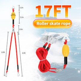 Heavy Duty Floating Tow Rope with Float Ball - Premium Watersports Towable Tubes for Boating, Water Skis, and Wakeboards (Red, 17FT- with Foat Ball)