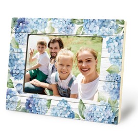 Blue Hydrangea Gifts, Floral Picture Frame 5x7, Cottagecore Home Room Decor, Chinoiserie Flower Picture Photo Frames for Home Room Bedroom Desk Tabletop Shelf Wall Display Decoration