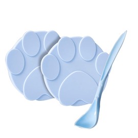 iHOO 2 Pcs Pet Food Can Lids Silicone Dogs & Cats Can Food lids Covers Leakproof Fit Multiple Sizes for Canned Food with Spoon Color Blue