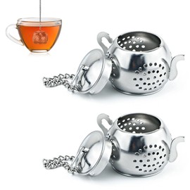 Geoyien Tea Strainer Stainless Steel, Tea Strainer, Tea Filter Stainless Steel, Metal Tea Filter with Chains and Tea Pad, Tea Brewer, Tea Infuser, Spice Strainer, Teapot Shape for Tea Cups, Drinking