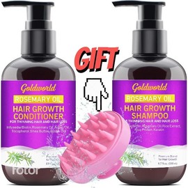 Hair Growth Shampoo & Conditioner Set with Scalp Massager for Hair Loss - Sulfate Free with Rosemary, Keratin & Biotin shampoo suppository