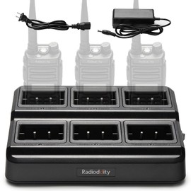 Radioddity GM-30 GMRS Handheld Radio Six-Way Charger Multi-Unit Charger Station, Compatible for BL-13UV Battery, Use for TD-H5 P15UV UV-88 RT-85 GM-15 MU-5, 1 Set