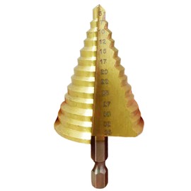 Amazleer Step Drill Bit 5-35MM, Titanium Cone Cutter for Metal, Multi-Material Cone Drill Bit for Plastic, Wood, Aluminum, Iron for DIY Lovers (Gold)