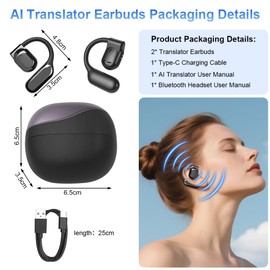 AOOSU AI Translator Headphones, Real Time Translation Headphones 144 Languages, Translation Earbuds Bluetooth 5.4, Open Ear Headphones Translator Real Time Translation Earbuds for Travel, Learning
