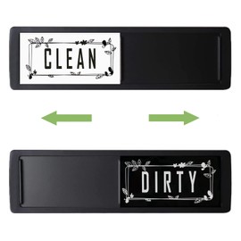 Lissaberg Dishwasher Magnet Clean Dirty Sign, Upgrade Strong Magnet Slide Indicator, Easy to Read, Non-Scratch Water Resistant,Kitchen Organization, Leaf Black