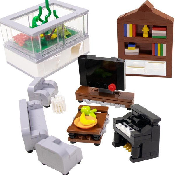 Cabeeskii Building Blocks Furniture, Including Bed, TV, Sofa, Kitchen Cabinet,