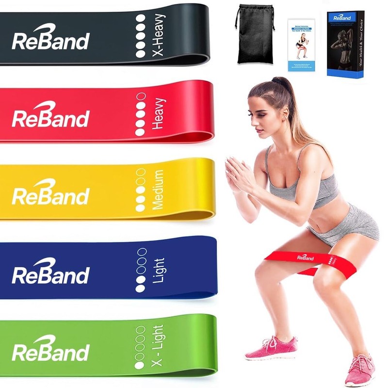 ReBand Resistance Bands Set, 5 Levels (10-40 lbs), 300mm x