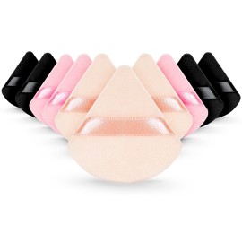 JIEYAO Pack of 10 Triangle Makeup Powder Puff Face Sponge Powder Puff Soft Plush Powder Sponge Washable Reusable Sponge Wet Dry Makeup Tool
