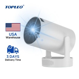 Topleo Free Shipping HY300 Pro Hifi Mini Video Projector with Speaker Android Projectors Outdoor 4k Home Theater Video Projectorcolor: White