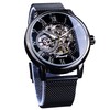FORSINING Black Mechanical Watch for Men Minimalist Retro Design Staempunk
